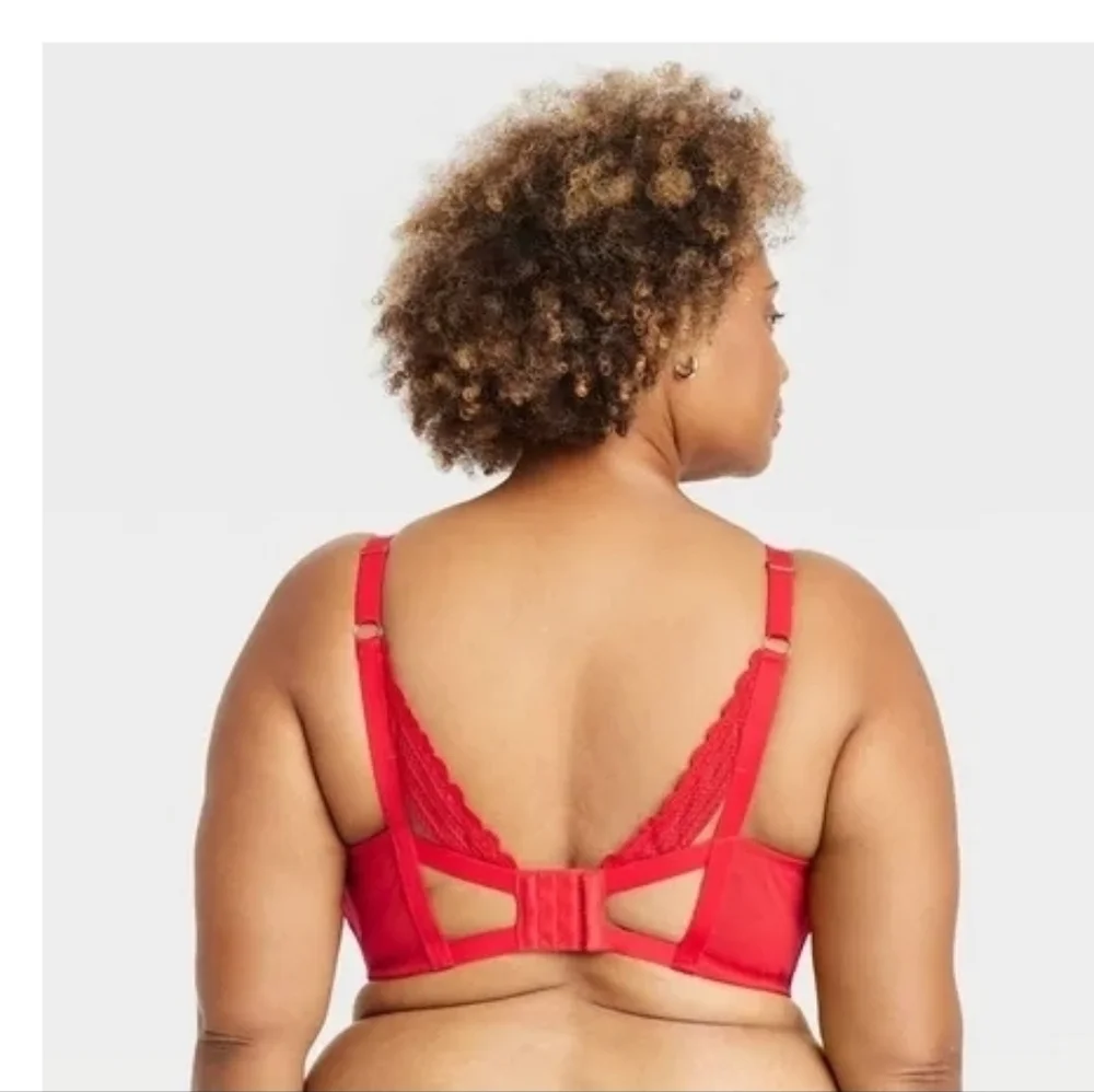 Auden Lace Push up Comfort Wire Plunge Bra Red Size 34DD